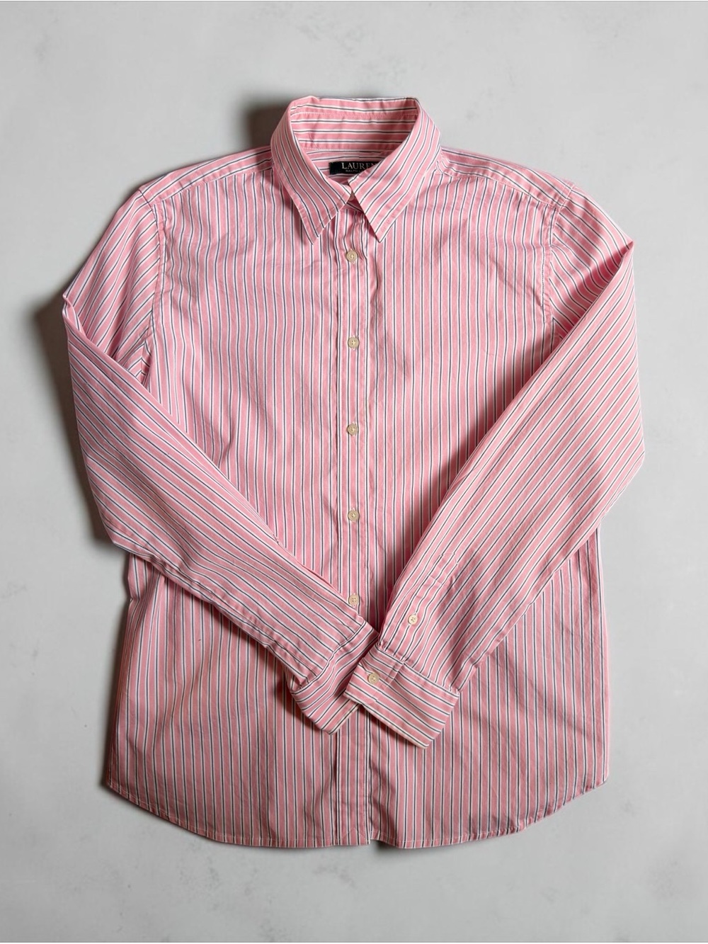 Lauren Ralph Lauren Striped Button-Down Shirt – Pink – M
